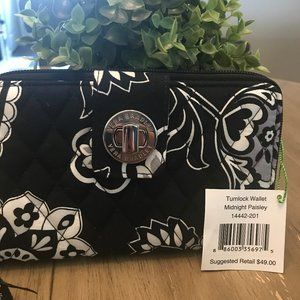 Vera Bradley Turnlock Wallet Midnight Paisley